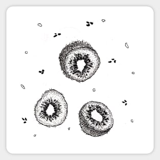 Quirky Kiwi ,  black and white ink fruit , hipster seeds Sticker